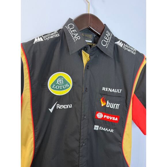 Lotus F1 Team 2013 Racing Button up Shirt Short Sleeve Black Men's L - Picture 2 of 9